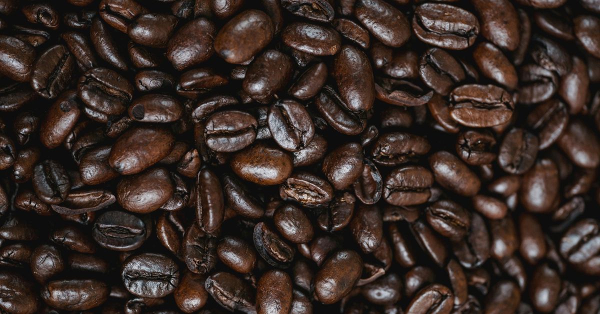 Closeup of a bunch of coffee beans