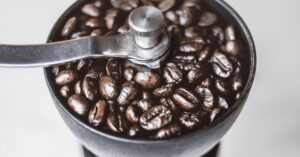 Coffee Beans in Coffee Grinder