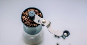 Coffee Grinder with Coffee Beans Close-up