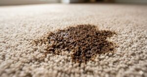 light beige carpet with a fresh coffee spill