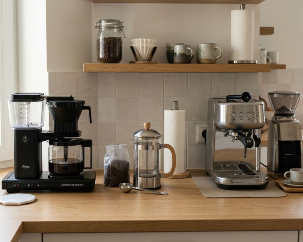 Different coffee brewing methods affecting caffeine levels