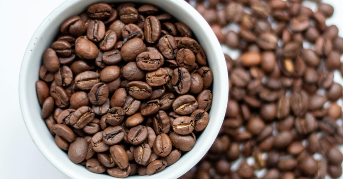Close-up of Coffee Beans in White Cup